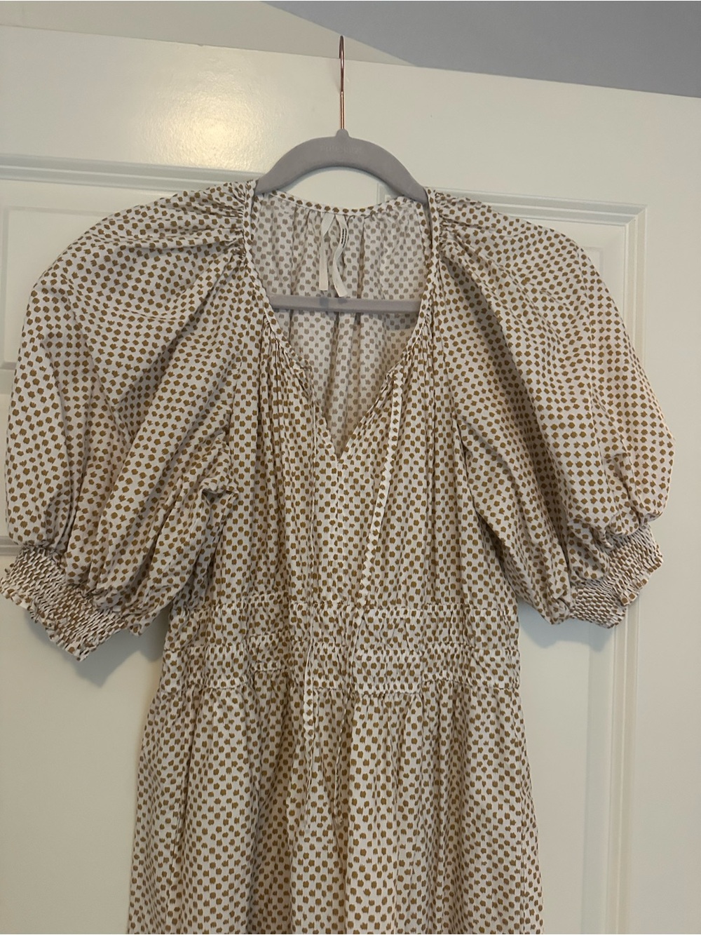 Anthropologie Beige Polka Dot Tiered Maxi Dress - Picture 4 of 4
